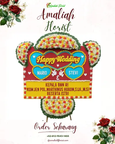 Karangan Papan Bunga Pernikahan di Sukomanunggal
